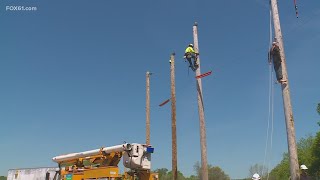 Eversource linemen train for Linemens Rodeo competition [upl. by Tecu]