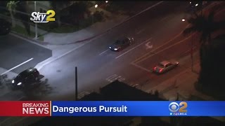 Police Chase Stolen Car Suspect Around Several Freeways Surface Streets [upl. by Attennaj]