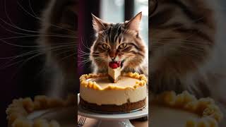 Cat Eats Cheesecake cat cute kitten [upl. by Nylhsa]