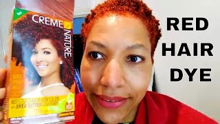 Dyeing 4C Natural Hair At Home  Creme of Nature  Vivid Red  Review [upl. by Lynnelle]