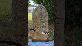 Headstone before and after cemetery Headstone restoration cleaning mcr historic smallbusiness [upl. by Loredana]