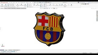 design Barcelona Logo in Solidworks using dxf file [upl. by Ayra]