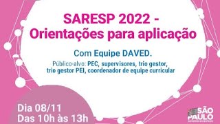 SARESP 2022  Orientações para aplicação [upl. by Blayze]