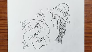 womens day drawing  easy womens day drawing [upl. by Eldon652]