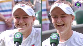 Barbora Krejcikovas HILARIOUS reaction to being told her next opponent  Interview  Wimbledon 2024 [upl. by Alliw]