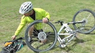 Fixing a puncture on the trail [upl. by Aden]