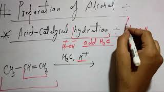 acid catalyzed hydration of alkene class 12 [upl. by Hirschfeld]