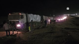 52 lorries carrying aid to Gaza entered through Kerem Abu Salim Border Gate [upl. by Atiruam]