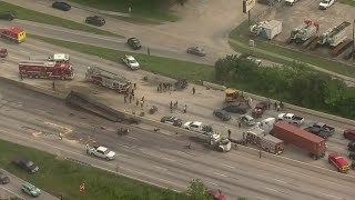 1 dead after bulldozer falls off 18wheeler on North Loop at Homestead [upl. by Auqinahs]