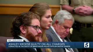 Jury finds Ashley Kroese guilty on all counts in death of Brentwood Police Officer Destin Legieza [upl. by Suinotna354]