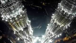 Twin Tower Petronas Kuala Lumpur Night Aerial View [upl. by Sirob]