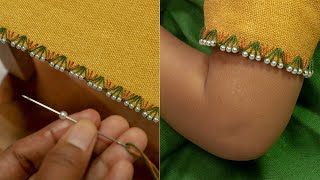 AWESOME IDEAS TO DECORATE YOUR CLOTHES  Embroidery Edge Stitches  Border Tutorial [upl. by Rolyab]