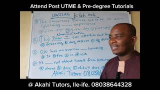 UNILAG Post UTME English Language Past Questions and Answers Solved by Akahi Tutors Ileife [upl. by Noled]