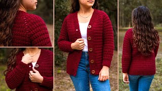 How to Crochet a Cardigan  Free Crochet Cardigan Pattern  Crochet Sweater for Women [upl. by Couq]