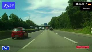 Driving through NordrheinWestfalen Germany from Bonn to Köln 31072017 Timelapse x4 [upl. by Carhart]