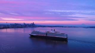 Holland America Line ship ms Eurodam arriving and departing Seattle [upl. by Roslyn]