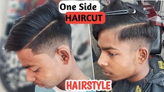 How To Best One Side Haircut For Boy  One Side Hairstyle Full Tutorial 2023  Sahil Barber [upl. by Lantha]