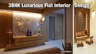 3Bhk Luxury Flat Interior Design  House Interior Design interiordesign trendingvideo [upl. by Cardie]