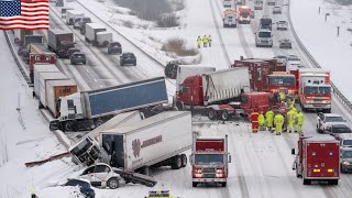 America now Lake effect snowstorm in New York and Michigan traffic crashed [upl. by Kinny]