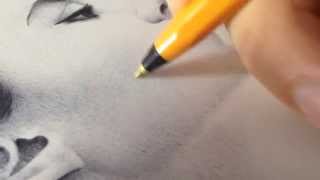 How to draw in Ballpoint Pen Camille Rowe quotRouge désirquot  by Gareth Edwards [upl. by Walt]