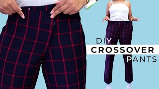 Simple DIY Crossover Pants Thrift Flip from Too Big Trousers [upl. by Hylton552]