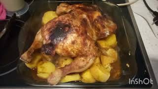 Pollo asado al horno con patatas facil y riquísimo con truco [upl. by Cousin]