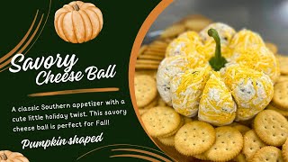 Pumpkin Shaped Easy Savory Cheese Ball Recipe [upl. by Araihc]