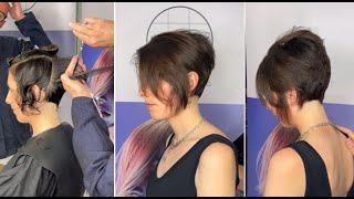 Creative Short Womens Haircut Tutorial Full Step By step  Asymmetrical Layered Bob Cuts amp Styles [upl. by Maurer359]