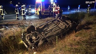 PKW überschlägt sich im Kreisverkehr GroßpösnaAlkohol am Steuer 02072017 [upl. by Bobseine]