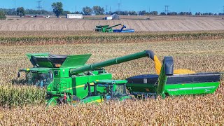 Ultimate Harvest Duo Two 2024 John Deere S770 Combines Tackle Corn in Central Illinois [upl. by Singh]