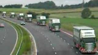 Eddie Stobart Convoy heading onto the M6 [upl. by Jilli]