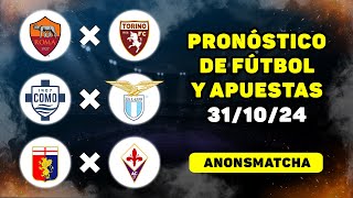 Pronósticos de fútbol para hoy deportivos Roma  Turín Como  Lazio Génova  Fiorentina [upl. by Scevo866]