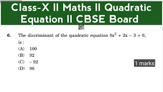 The discriminant of the Quadratic equation 8x²  2X – 3  0 is [upl. by Hite612]