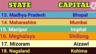 State amp Capital of India 2024 Indian 28 State name and Capital in English [upl. by Garek]