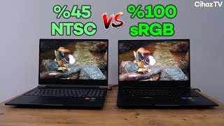 E NTSC vs \u00100 sRGB Laptop Ekran Kıyaslaması  HP Victus vs HP Omen Ekran Karşılaştırması [upl. by Rocker]