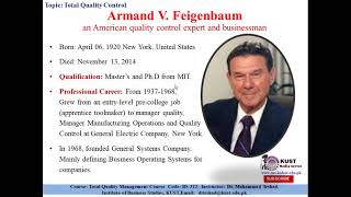 FACULTY520 BS322 KUST 2021S L7 Total Quality Control by Feigenbaum [upl. by Rebane]