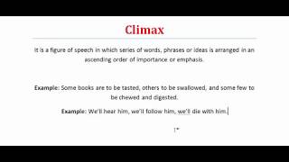 Climax  What is Climax Figure of Speech  Literary Terms [upl. by Eihctir]