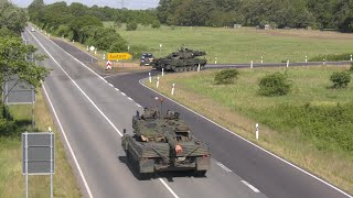 Kampfpanzer Leopard 2 beim Straßenmarsch Bundeswehr Manöver Heidesturm 2024 Panzerbataillon 203 NATO [upl. by Ainoek895]