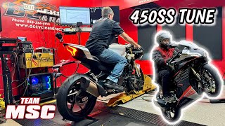 CFMOTO 450SS Motorcycle Dyno Runs amp HP Increase wTeam MSC Tune [upl. by Nuri]