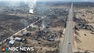 Drone footage captures devastation after Texas wildfire [upl. by Holihs808]