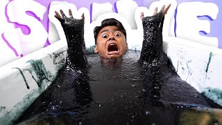 GOOEY BLACK SLIME BATH CHALLENGE [upl. by Macguiness]