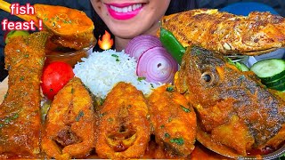 MASSIVE FISH FEAST BIG FISH MASALA FISH FRY CHILI BASMATI RICE ASMR MUKBANG Eating Sounds [upl. by Jerrine]