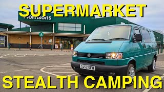 Stealth Camping In Morrisons Supermarket Car Park  VW T4 Van Life [upl. by Flip]