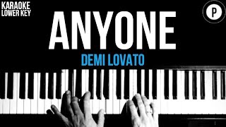 Demi Lovato  Anyone Karaoke SLOWER Acoustic Piano Instrumental Cover Lyrics LOWER KEY [upl. by Ellertal801]