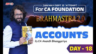 CA FOUNDATION BRAHMASTRA FOR JUNE 24 NEW SYLLABUS  ACCOUNTS  LECTURE 18  BY CA ANANDH BHANGGARIYA [upl. by Noterb392]