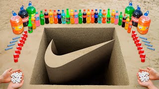 DIY Giant NIKE Logo pit with Coke Mentos Orbeez and Popular Sodas [upl. by Fabrianne286]