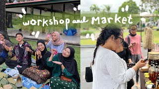 Workshop and Market Day 🖌️⛅️ — selling at local market amp make upcycle plastic bag workshop [upl. by Enialb]