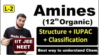 L2 Amines 12th Organic  Structure  Classification  IUPAC naming  JEE NEET [upl. by Alford]