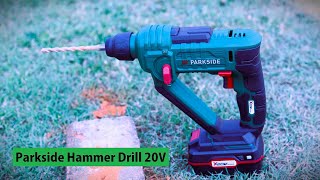 PARKSIDE Hammer Drill 20V Test Unboxing 4K [upl. by Hairas]