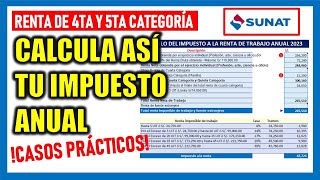 Renta anual de Cuarta y Quinta Categoría  SUNAT  Cálculo del Impuesto Anual 2023 [upl. by Britt]